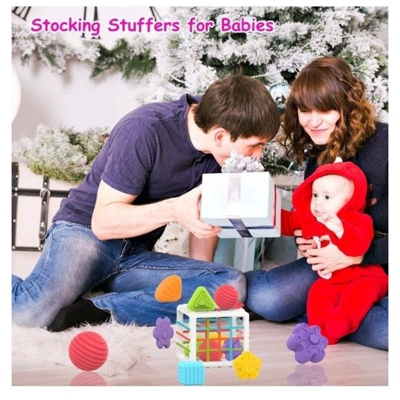 MINGKIDS Montessori Toys for 1 Year Old, Toy 6 Pc Multi Sensory Shape - Picture 3 of 8